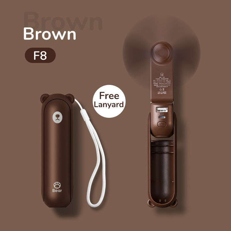 Portable Fan Mini Handheld Fan USB  Recharge Hand Held Small Pocket Fan with Power Bank Flashlight Feature eprolo