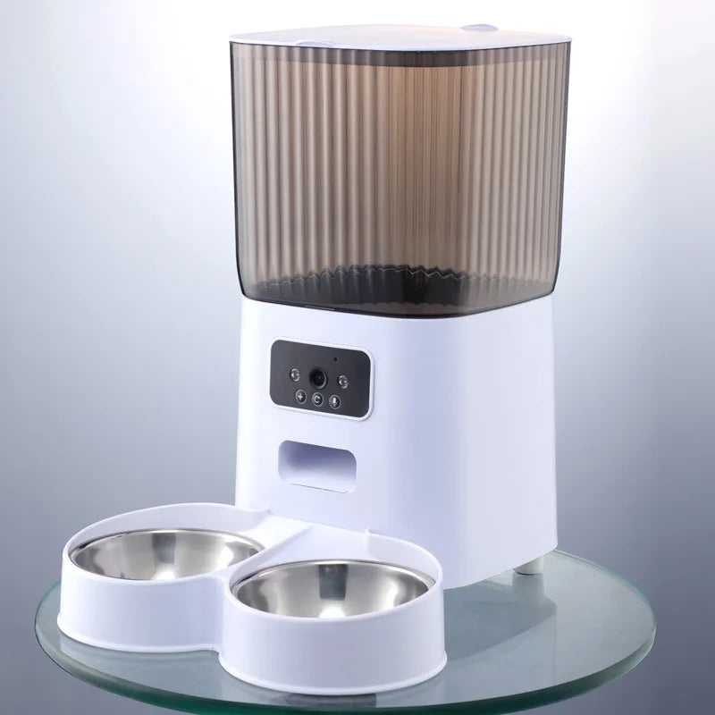 5L Double Bowls Smart Automatic Cat Feeder With Camera Cat Dry Food Video Dispenser Pet Smart Voice Recorder Auto Feeder For Dog eprolo