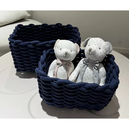 Storage Basket Hand woven Cotton Rope Sorting Basket 3-Piece Set Simple Homestay Design Home Storage Basket - Smart Savvy