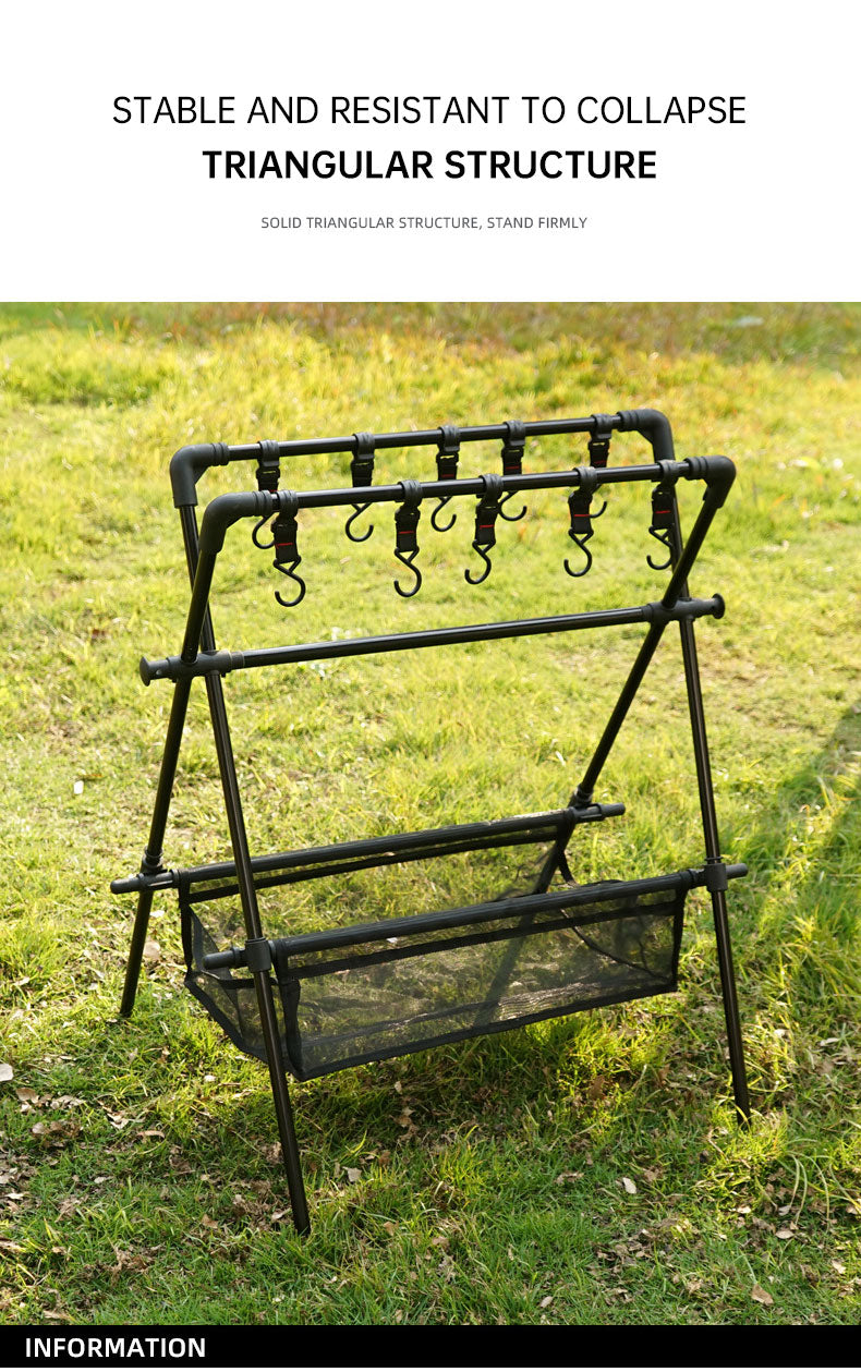Outdoor camping folding shelf camping car drying rack drying net drying rack storage rack eprolo