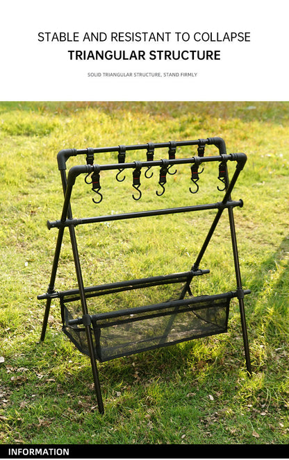 Outdoor camping folding shelf camping car drying rack drying net drying rack storage rack eprolo