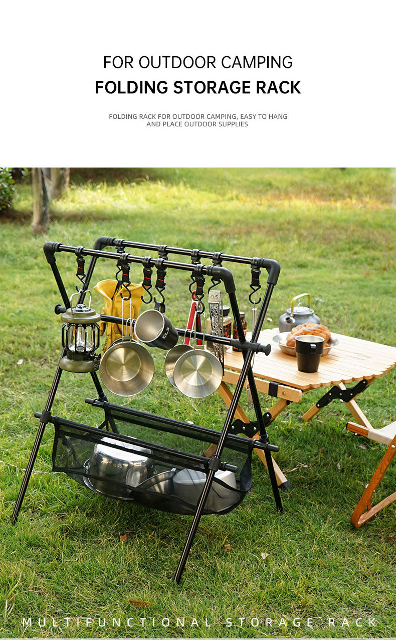Outdoor camping folding shelf camping car drying rack drying net drying rack storage rack eprolo