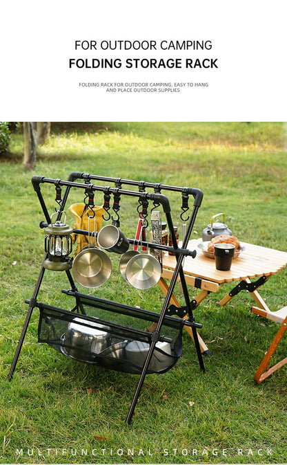 Outdoor camping folding shelf camping car drying rack drying net drying rack storage rack eprolo