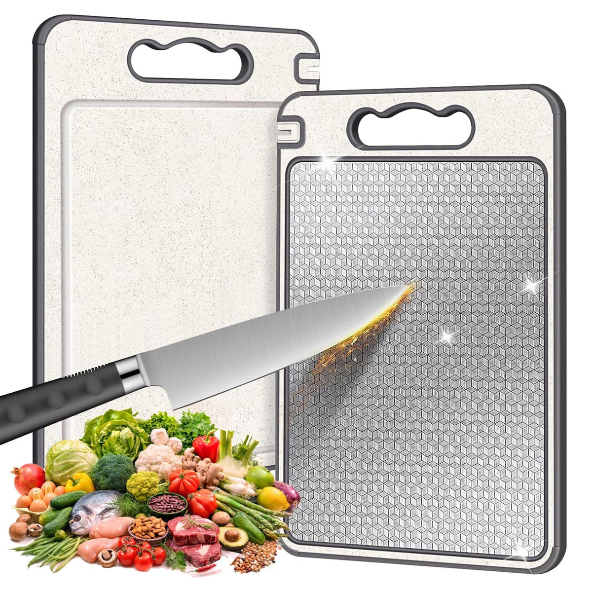 Stainless steel cutting board, mold proof and antibacterial plastic double-sided cutting board eprolo