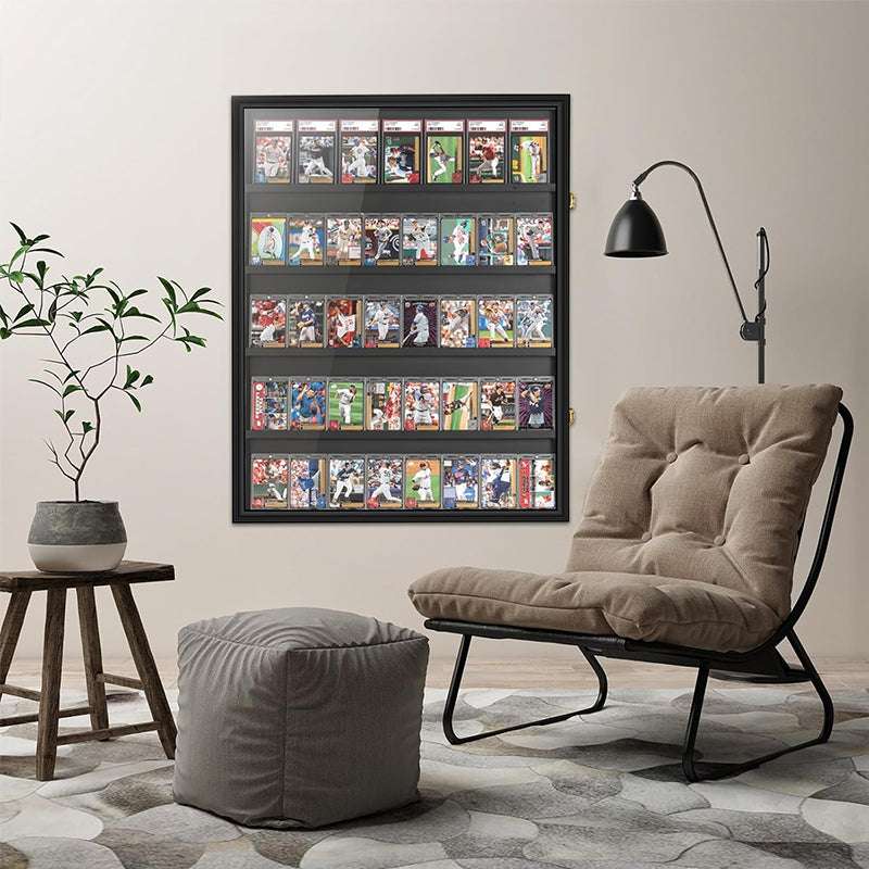 Large Sports Card Display Cases. Wooden, UV - protected acrylic fronts. For football, basketball, hockey cards - Smart Savvy