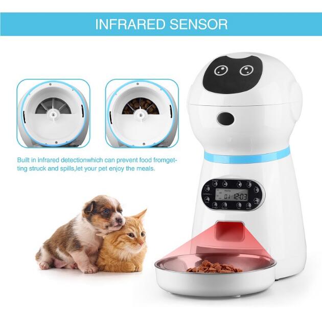 3.5L Automatic Robot Pet Feeder Pet Smart Feeder Stainless Steel Food Tray eprolo