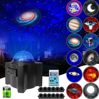 Rechargeable Galaxy Star Projector 12 Planet Moon Projector Sky Night Light Kids Projector for Bedroom Ceiling Room Decor eprolo