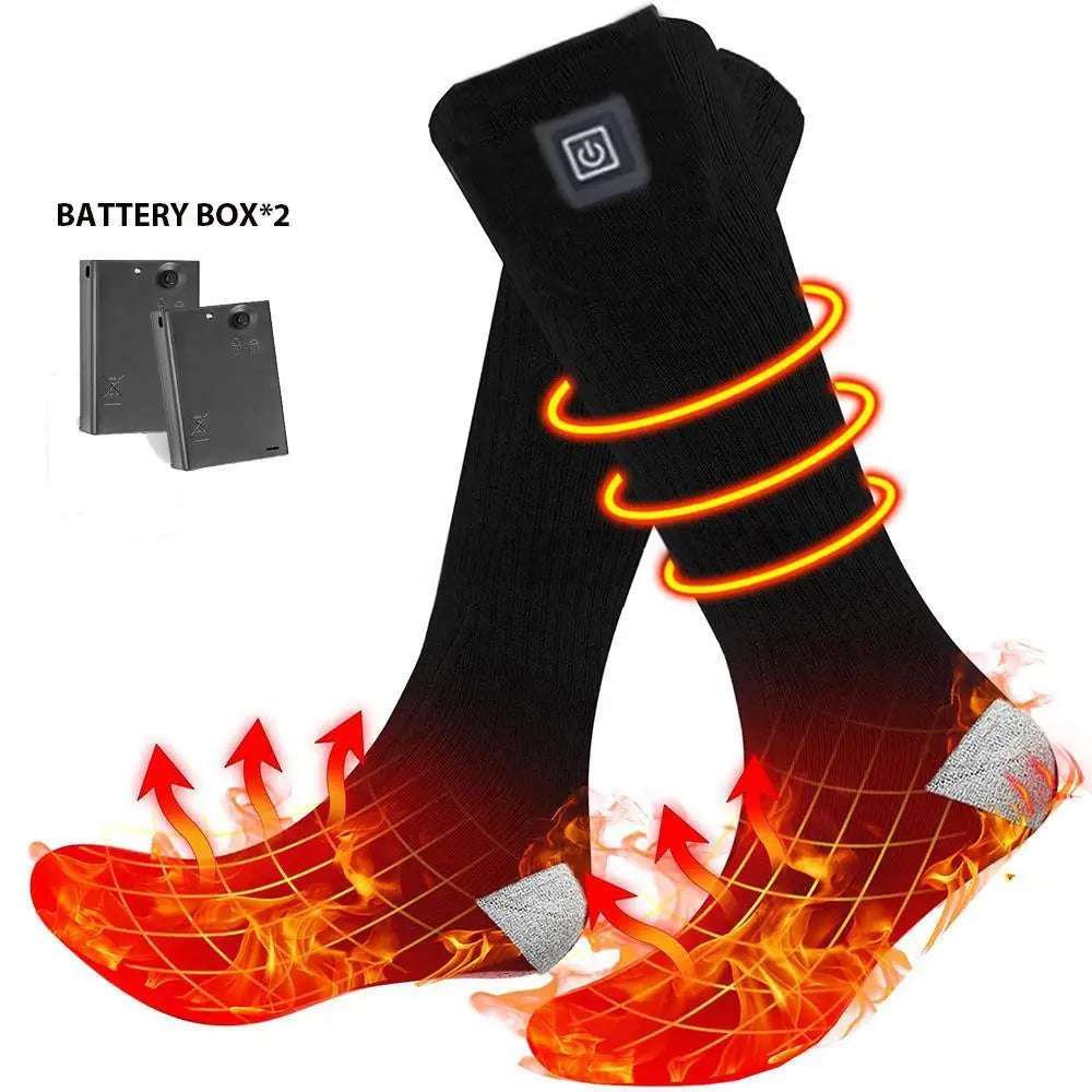 Winter Electric Heating Socks With Battery Box Rechargeable Anti-Cold Men Thermal Heated Foot Warmer Outdoor Camping Ski Sports - Smart Savvy
