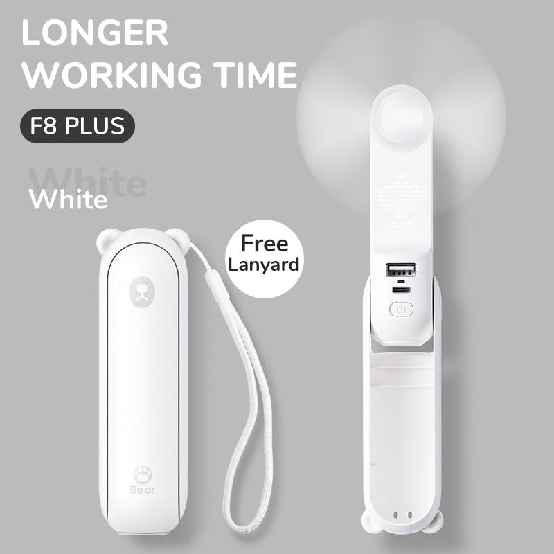Portable Fan Mini Handheld Fan USB  Recharge Hand Held Small Pocket Fan with Power Bank Flashlight Feature eprolo