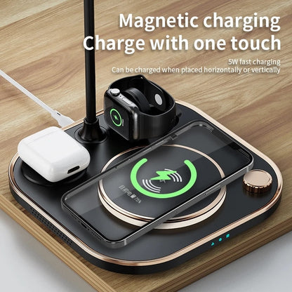 15w Fast 3 In 1 Wireless Charging for IPhone Phone Watch Earphone Modern Led Office Desk Lamp Wireless Charger Lamp eprolo