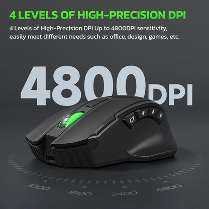 Wireless charging Bluetooth dual-mode 10 key mute gaming mouse 4800DPI mouse RGB color light eprolo