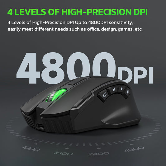 Wireless charging Bluetooth dual-mode 10 key mute gaming mouse 4800DPI mouse RGB color light eprolo