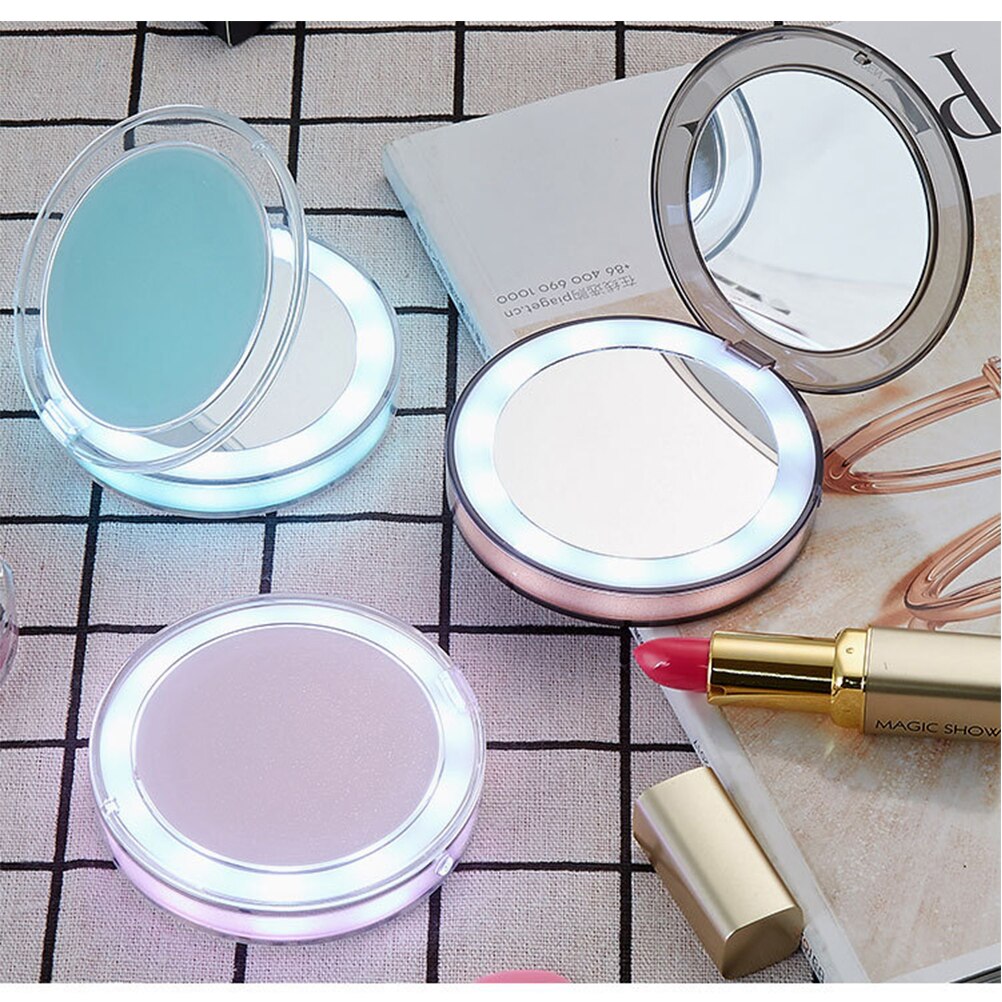 LED Lighted Vanity Travel Makeup Mirror Foldable Compact USB Charging Cosmetic Makeup Mirror Light Beauty Tools eprolo