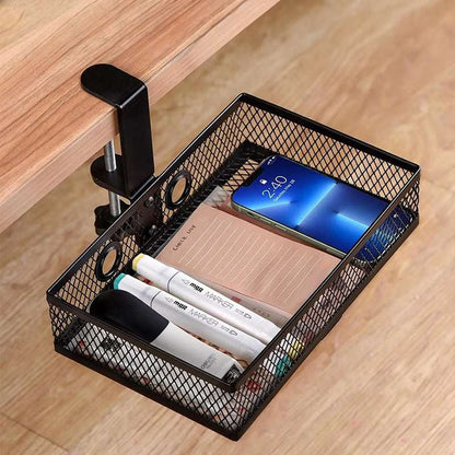 Mesh Desk Organizer with Clamp-on Swivel Pencil Drawer, having a hidden, sturdy C-Clamp mount system and easy installation. - Smart Savvy