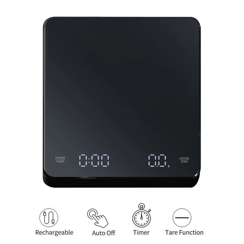 Digital Coffee Scale with Timer LED Screen Espresso USB 3kg Max.Weighing 0.1g High Precision Measures in Oz/ml/g Kitchen Scale eprolo