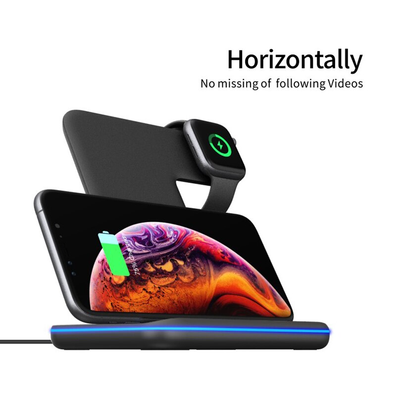 3 In 1 Mobile Phone Watch Headset Wireless Charger Stand For iPhone Airpods iWatch 1 2 3 4 Wireless Charging eprolo