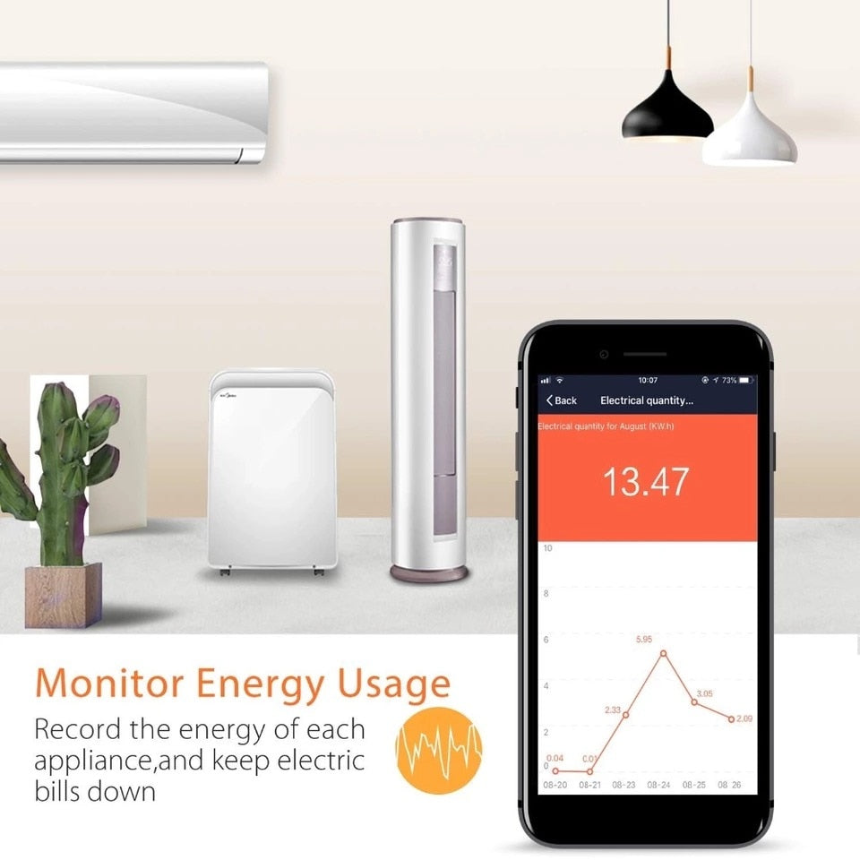 Smart WiFi Plug Adaptor 16A Remote Voice Control Power Monitor Socket Outlet Timing Function Work With Alexa Google Home Tuya eprolo