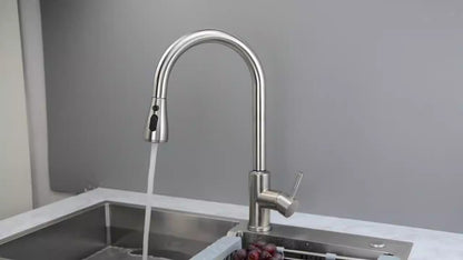 304 stainless steel kitchen faucet, hot and cold water pull-out vegetable basin sink faucet eprolo