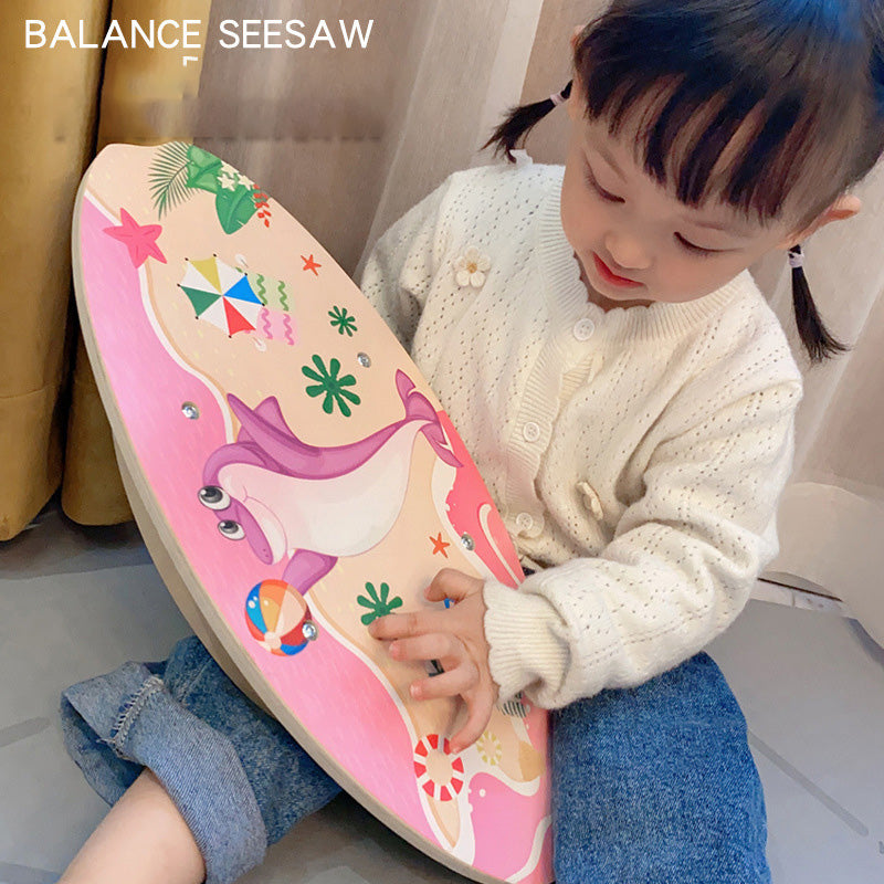 Wooden Early Education Children's Balance Board Training Balance Curved Board Bending Seesaw Puzzle Home Toy Seesaw eprolo