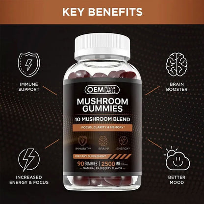 Mushroom Gummies Brain Booster Lion Mane Mushroom Gummies - Smart Savvy