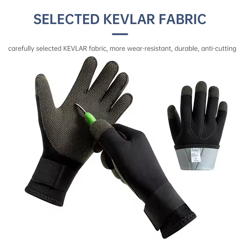 3/5mm Thick Kevlar Diving Gloves. Scratch-proof, for fish hunting, deep dive, spearfishing & skiing. - Smart Savvy