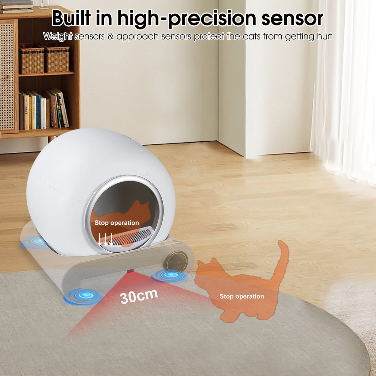 Automatic cleaning, eliminates odors, supports WiFi application control, intelligent automatic cat litter box with padding eprolo
