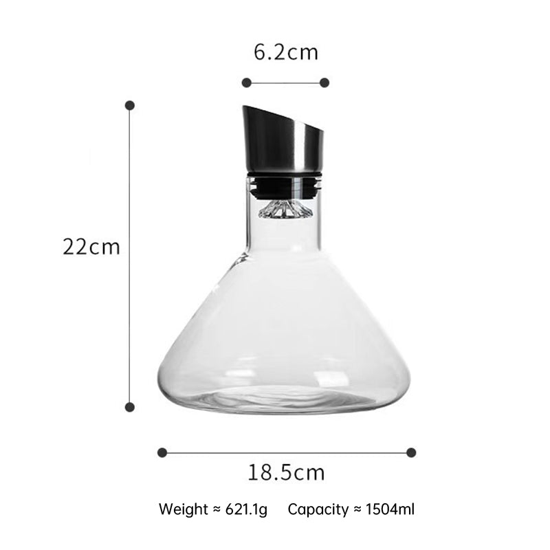 1500ML Hand - blown Crystal Wine Decanter with Built - in Aerator Pourer, ideal for red wine. - Smart Savvy