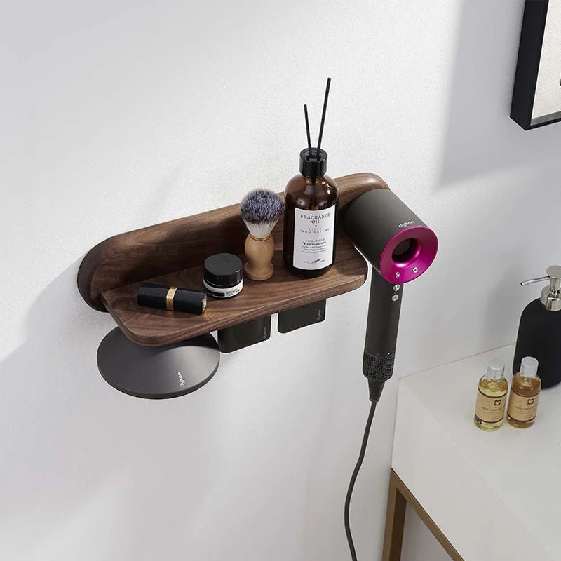 Wall Mount Hair Dryer Holder for Dyson Supersonic Hair Dryer Walnut Beech Wood Hair Dryer Bracket eprolo