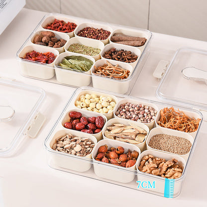 Design Sealed Snackle Storage Box With 9pcs Divider Plastic Divided Veggie Tray With Lid And Handle eprolo