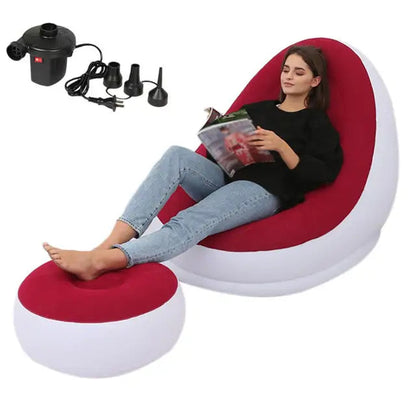 Inflatable Air Mattress Lazy Sofa Deck Chair Comfortable Leg Stool Rest Single Beanbag for home and Outdoor Use - Smart Savvy