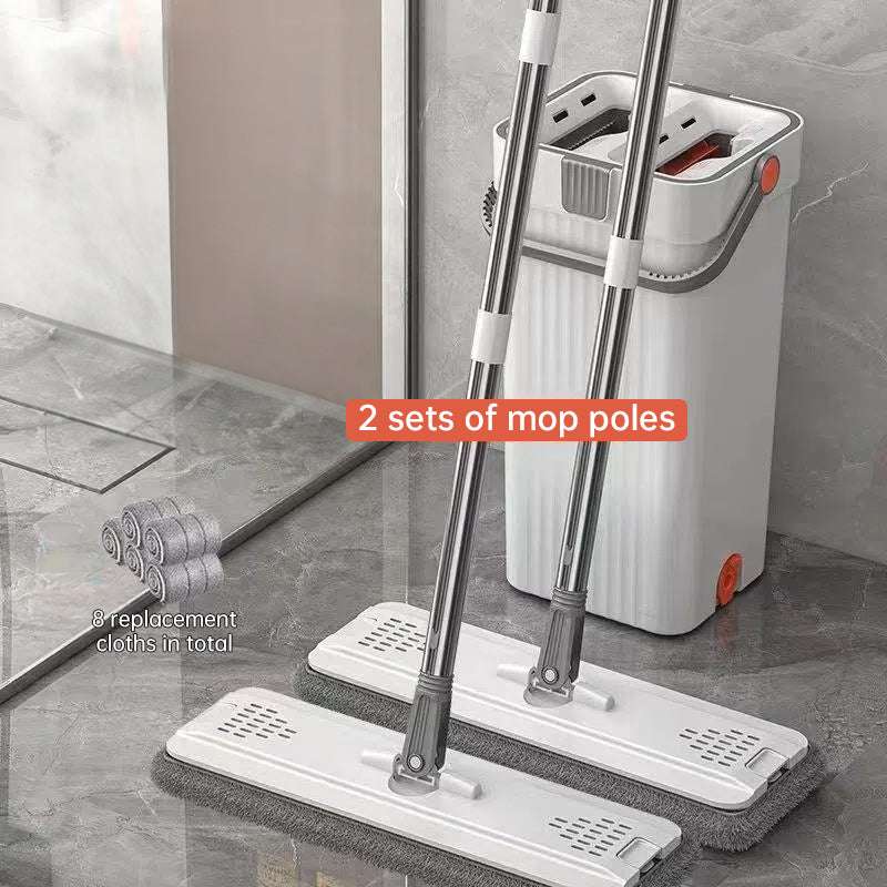A 33cm Home Floor Cleaning Set: Hand Free Flat Mop & Bucket, 360° Rotating, Washable Microfiber, Lazy Cleaning Tool. - Smart Savvy