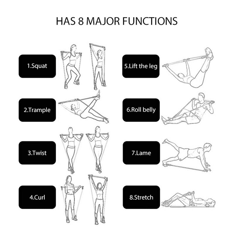 Resistance Band  Pilates Stick Gym Exercise Muscle Power Tension Bar With Fitness Stick Home Body Work Out Fitness Pull Rope eprolo
