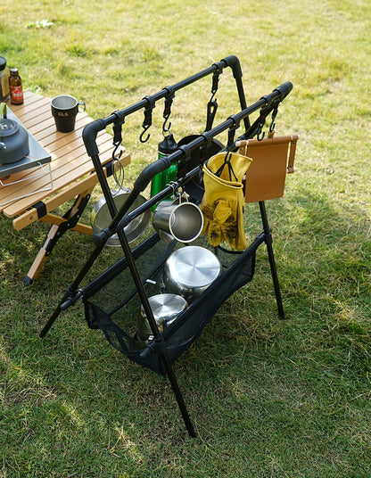 Outdoor camping folding shelf camping car drying rack drying net drying rack storage rack eprolo
