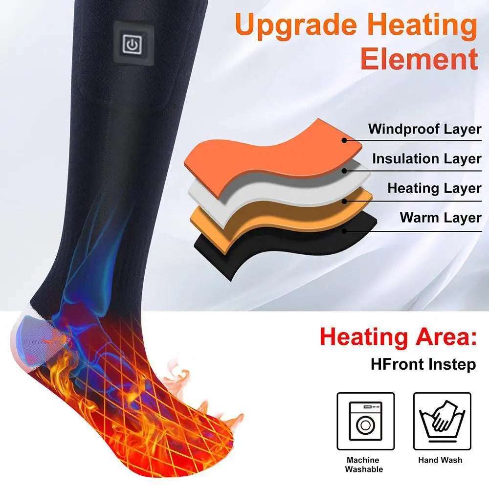 Winter Electric Heating Socks With Battery Box Rechargeable Anti-Cold Men Thermal Heated Foot Warmer Outdoor Camping Ski Sports - Smart Savvy