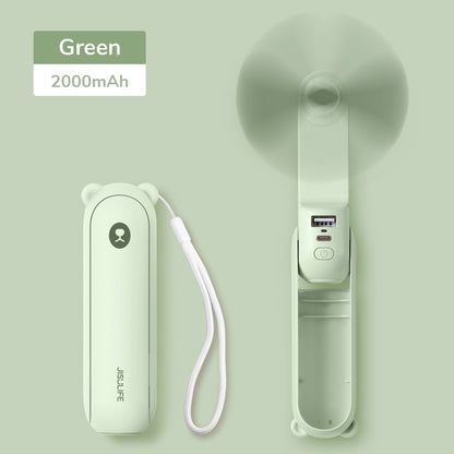 Portable Fan Mini Handheld Fan USB  Recharge Hand Held Small Pocket Fan with Power Bank Flashlight Feature eprolo