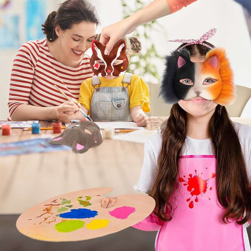 6 Sets Therian Mask Kit. Half-face paper blank masks, hand-painted cat. For DIY, masquerade, cosplay, Christmas gifts. Create un - Smart Savvy