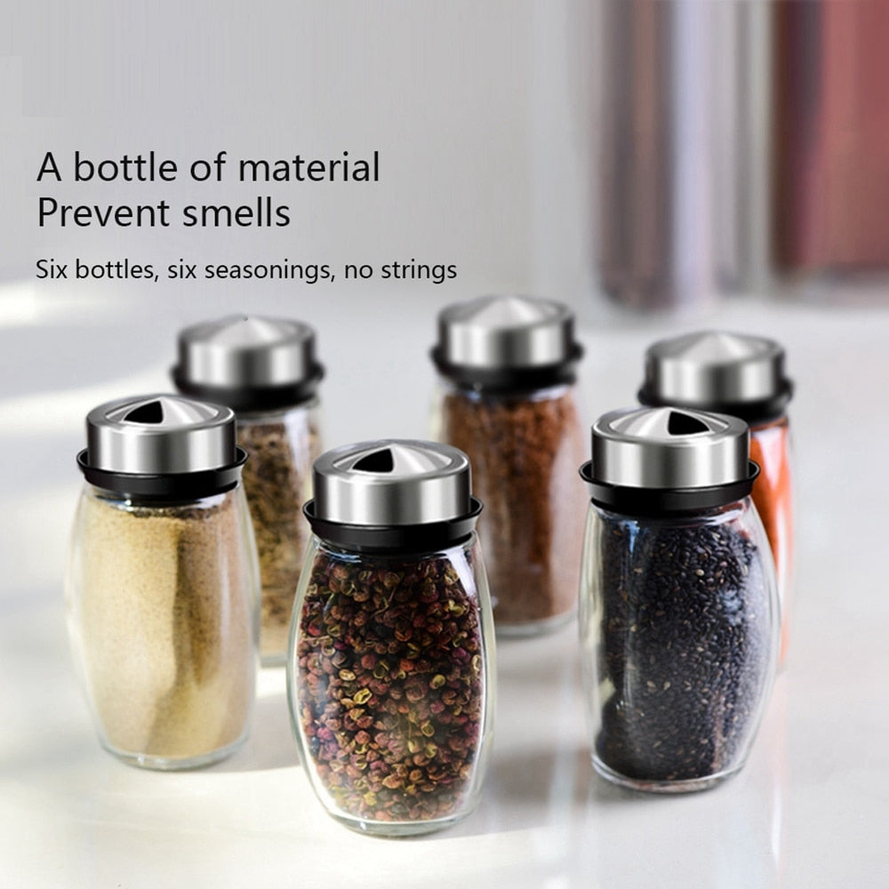 Rotating Cruet Condiment Seasoning Jars Set for Spices Pepper Sprays Bottles Salt Shakers Holder Kitchen Storage Rack Organizer eprolo