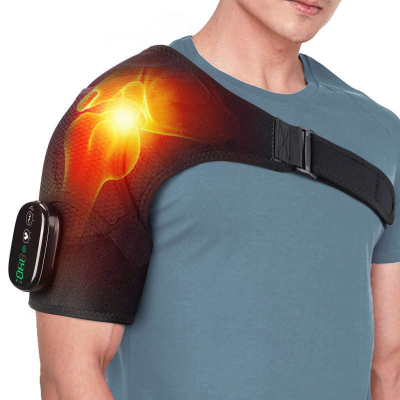 Massage Shoulder Support with Touchscreen Controller, Rechargeable Vibrating Heat Therapy Shoulder Massager Belt eprolo