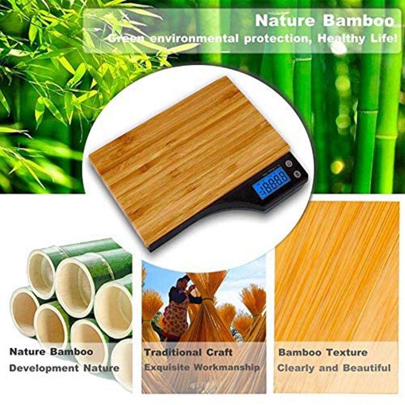 Digital Food Scale, Natural Bamboo Platform, Tare Function and Capacity for Grams and Ounces of Digital Kitchen Scale eprolo