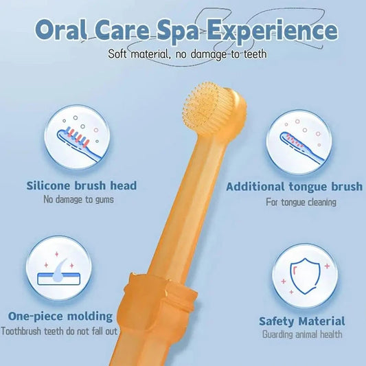 Teeth Whitening Dog Cat Silicone Soft Toothbrush Oral Care Puppy Toothbrush Toothpaste Pet Kit Teeth Cleaning Pet Supplies eprolo