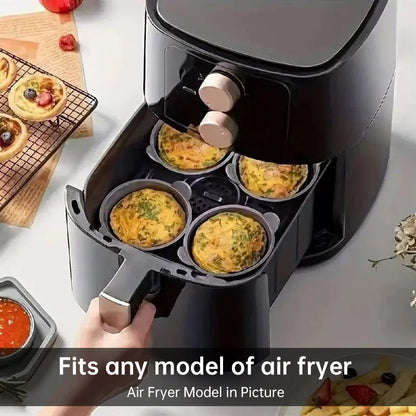 4-6 reusable silicone air fryer liners & baking cups – non-stick kitchen tools for eggs, cakes, meatballs. eprolo