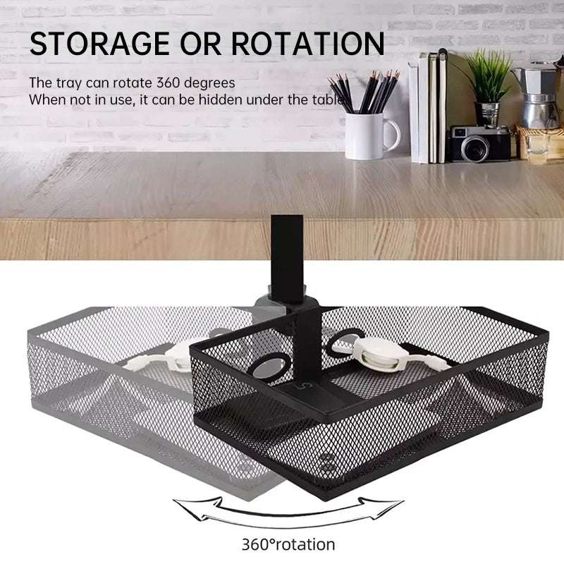 Mesh Desk Organizer with Clamp-on Swivel Pencil Drawer, having a hidden, sturdy C-Clamp mount system and easy installation. - Smart Savvy
