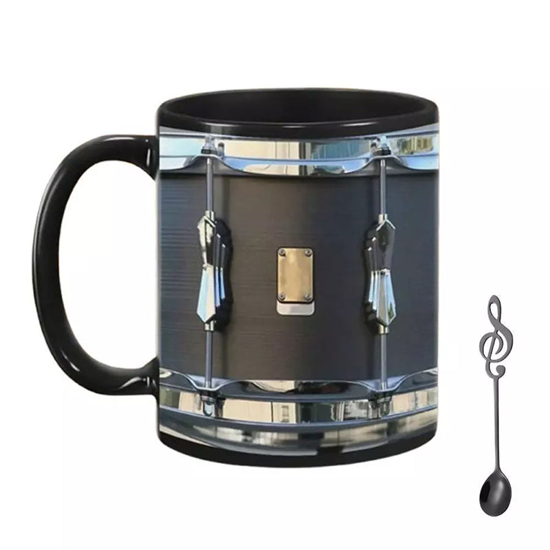 Vintage Drum Mug, 11oz. Black & White, Funny Ceramic Mug. Ideal Cool Gift for Drummers and Musicians. - Smart Savvy