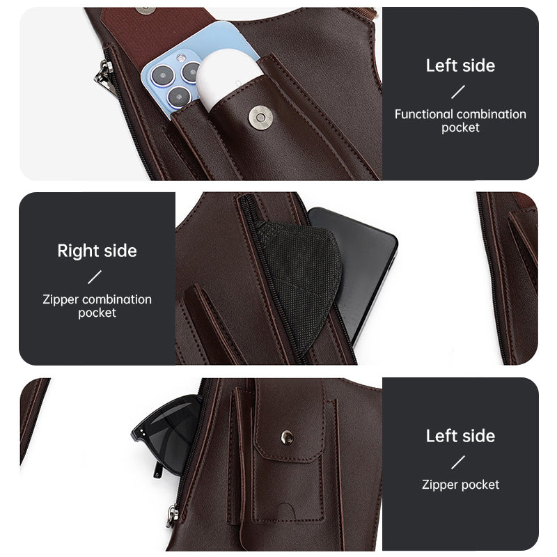 A medieval - style leather harness bag that is an anti - theft wallet, phone pouch, and suitable for men's Viking  cosplay. - Smart Savvy