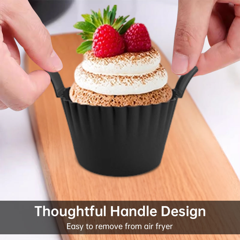 4-6 reusable silicone air fryer liners & baking cups – non-stick kitchen tools for eggs, cakes, meatballs. eprolo