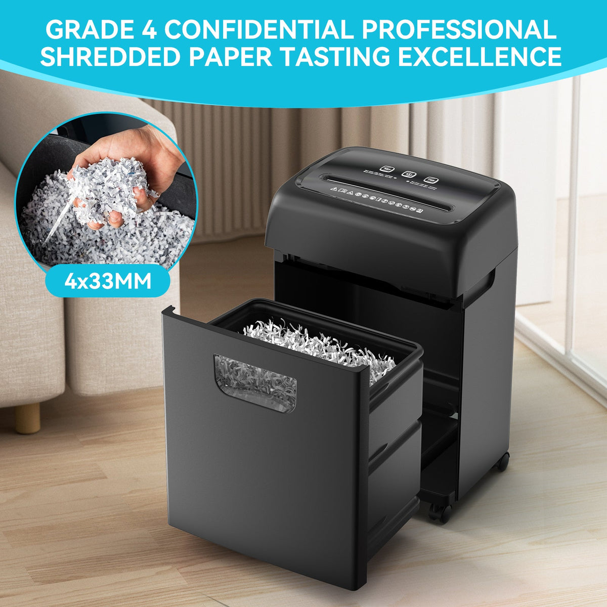 PAPER SHREDDER CROSS CUT LARGE BIN HIGH SECURITY LOW NOISE eprolo