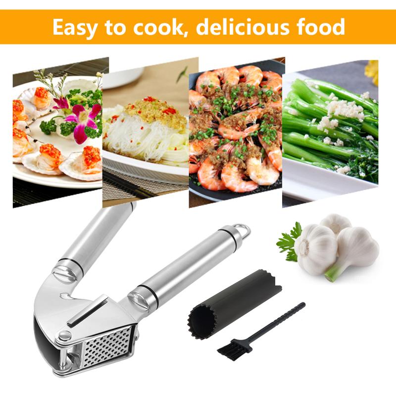 Durable Stainless Steel Garlic Press Crusher Squeezer Masher Home Kitchen Mincer Tool Silver eprolo