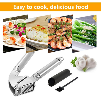 Durable Stainless Steel Garlic Press Crusher Squeezer Masher Home Kitchen Mincer Tool Silver eprolo