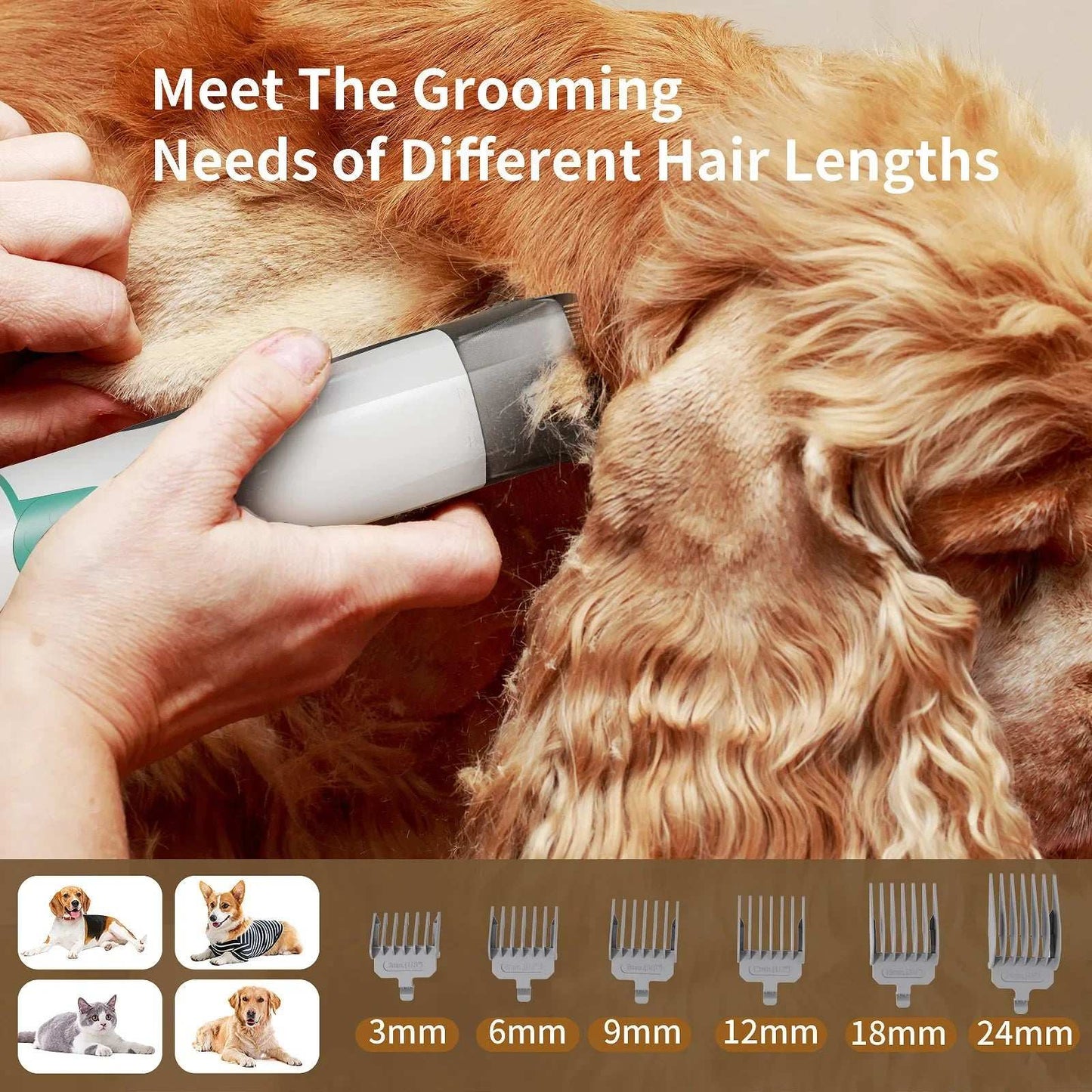 7 in 1 Pet Grooming Vacuum Kit Dog Grooming Clippers Pet Hair Remover with Power Large Suction & Low Noise Pet Hair Kits - Smart Savvy
