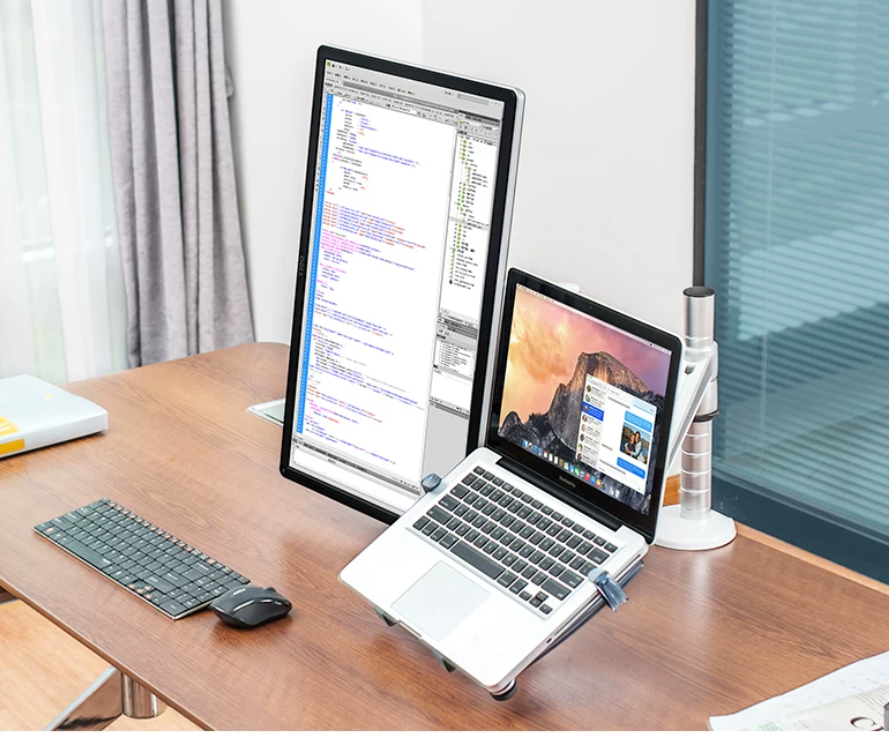 Monitor stand arm, laptop stand, double section arm, desktop computer display screen, aluminum alloy dual screen office eprolo
